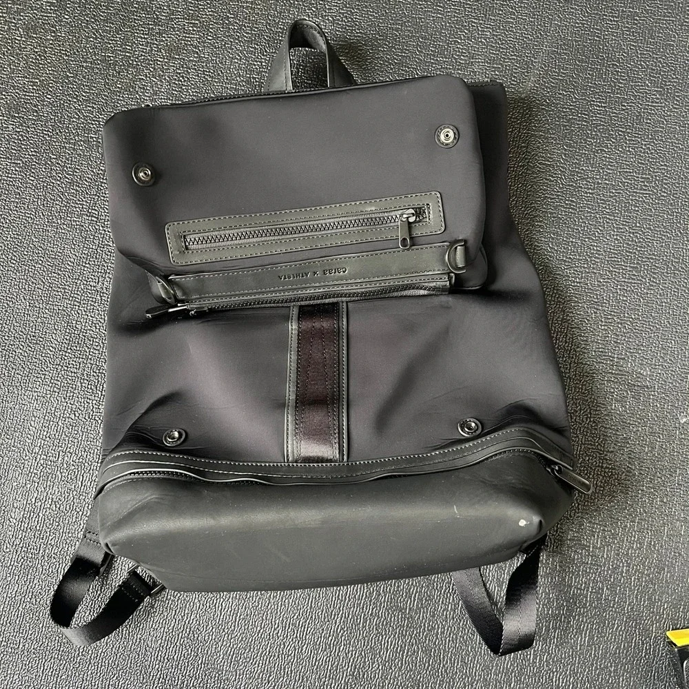 Caraa‎ x Athleta Black Neoprene Leather Trim Backpack Commuter Gym Bag Large